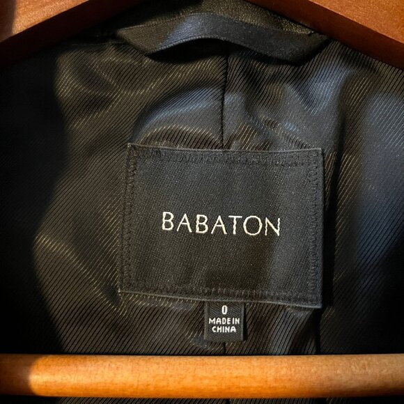Babaton Black Wool-Cashmere Blazer with Faux Leather Sleeves (Size XS/2) - Picture 3 of 4